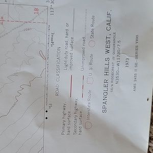 U.S. Topographical map of California Desert Mountains Spangler San Bernardino